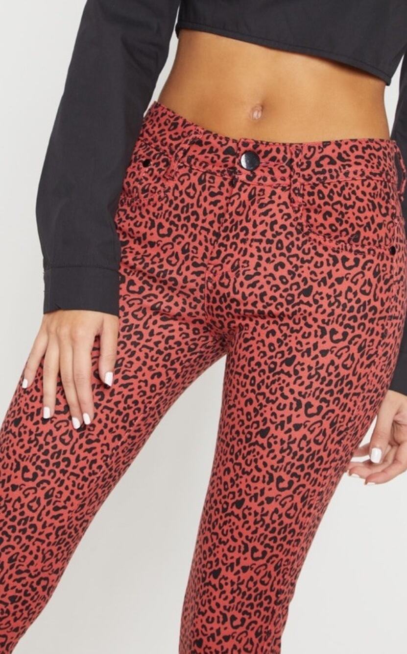 Alice + Olivia Red Black Cheetah Leopard Print Pants Retro Rockabilly Chic Sz 27